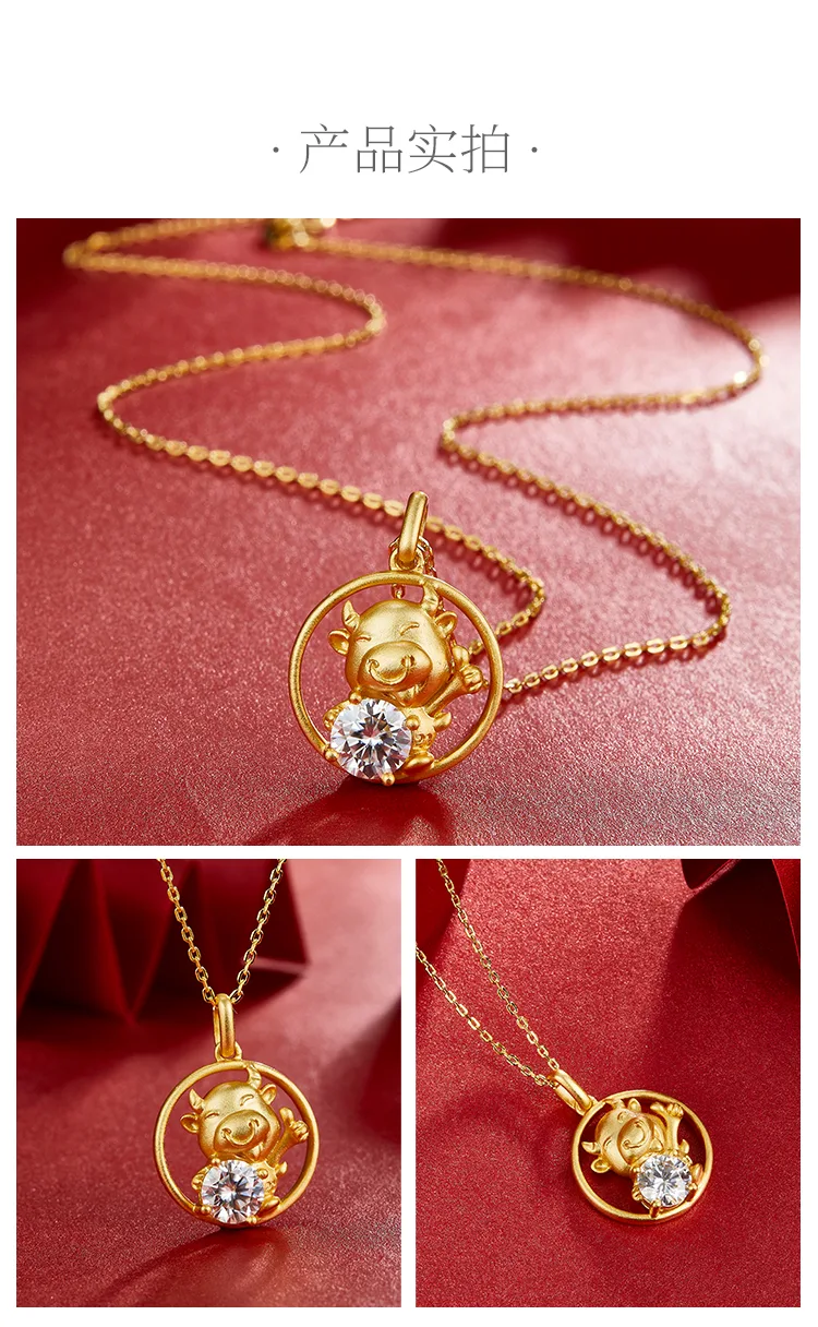 Chinese Zodiac Series Ox Moissanite Necklace 1.0ct detail 4