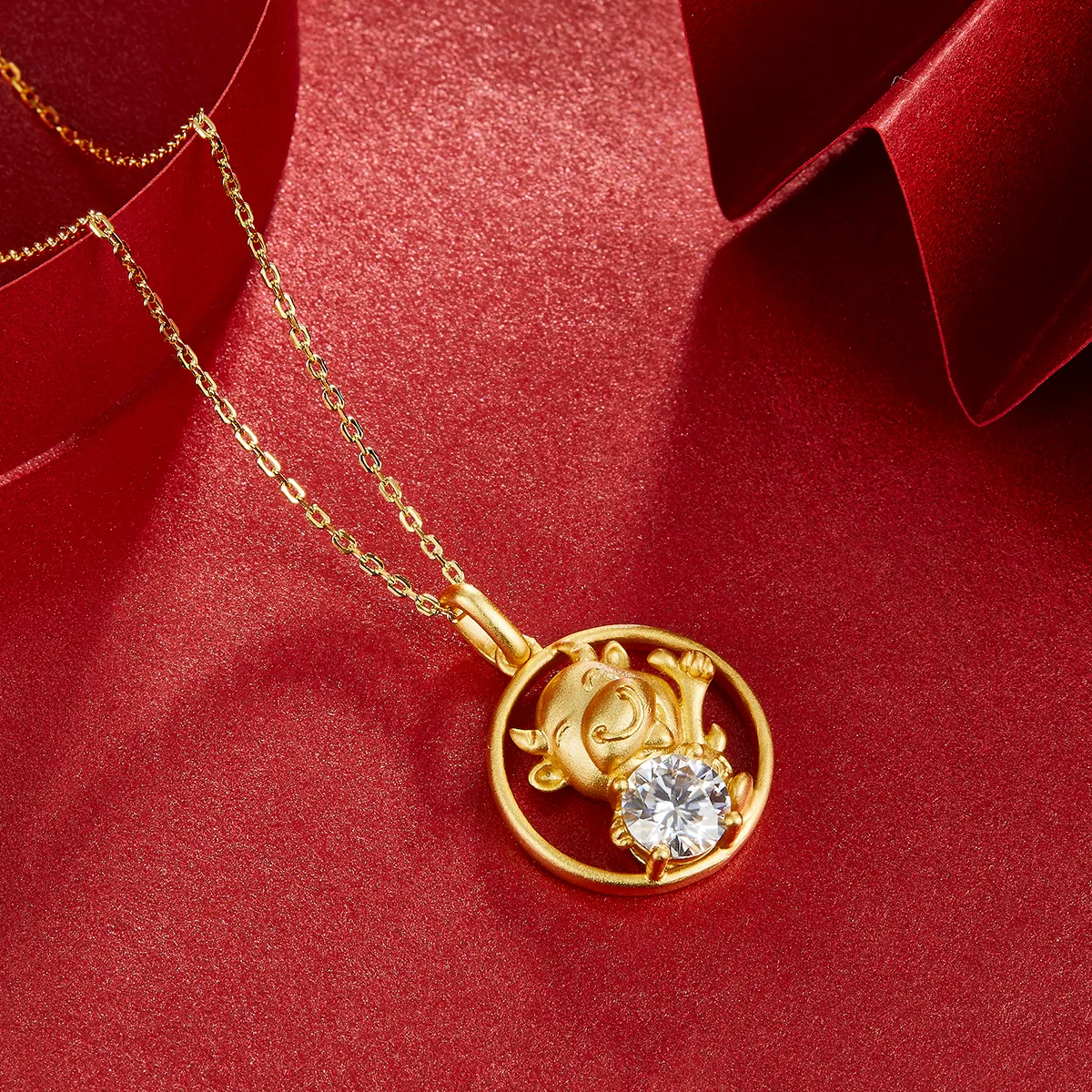 Chinese Zodiac Series Ox Moissanite Necklace 1.0ct