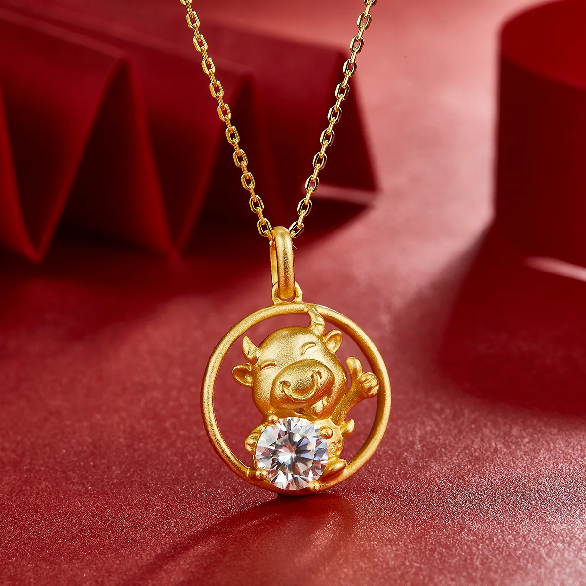 Chinese Zodiac Series Ox Moissanite Necklace 1.0ct