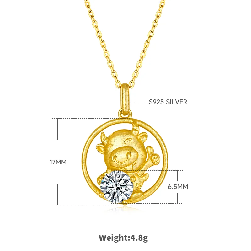 Chinese Zodiac Series Ox Moissanite Necklace 1.0ct