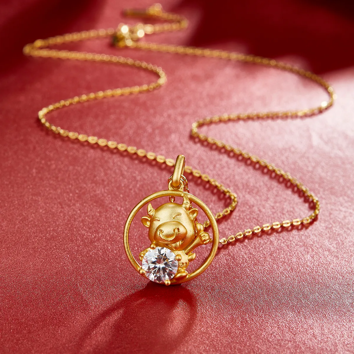 Chinese Zodiac Series Ox Moissanite Necklace 1.0ct