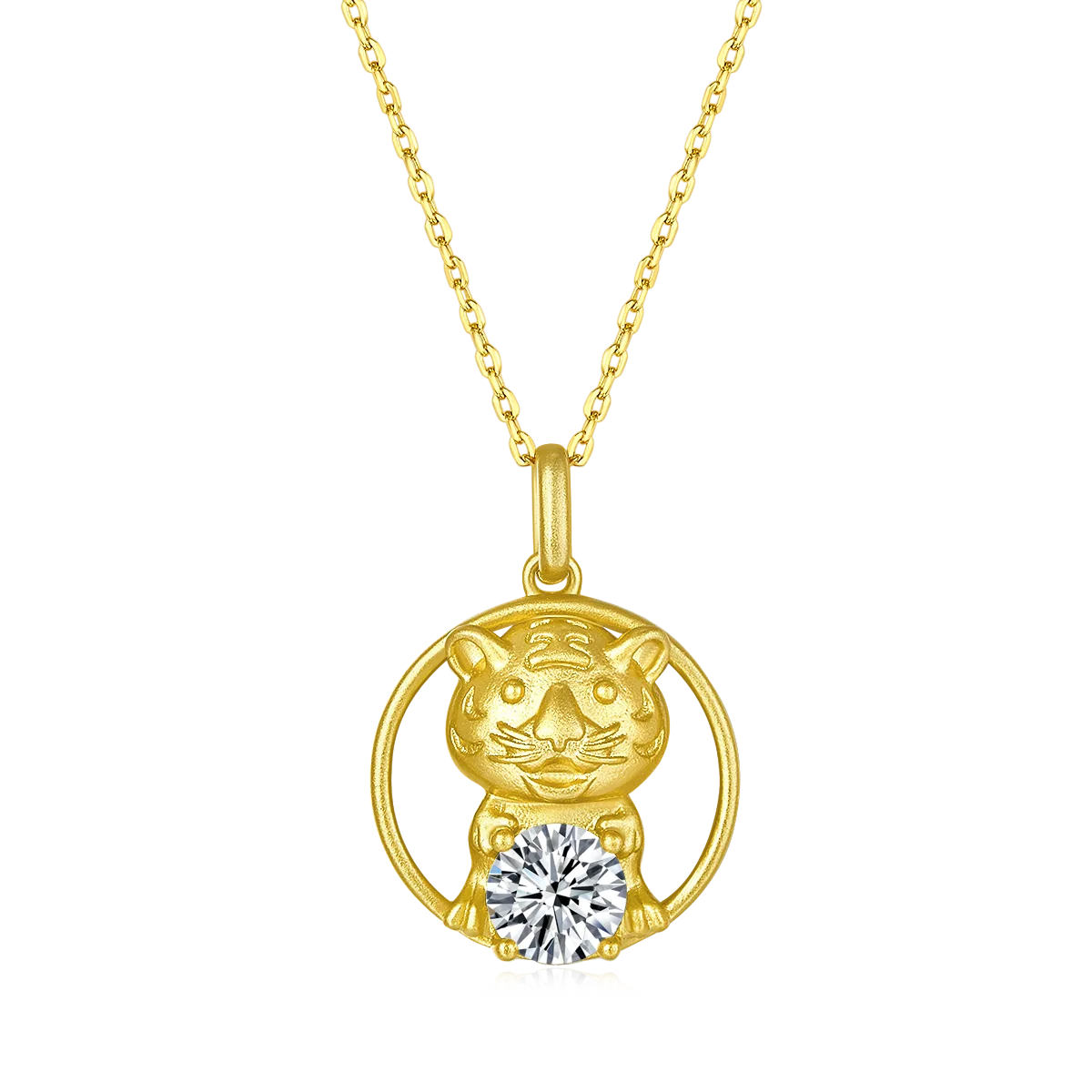 Chinese Zodiac Series Tiger Moissanite Necklace 1.0ct