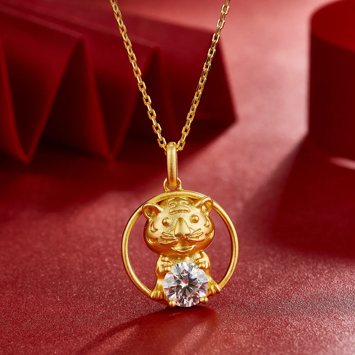 Chinese Zodiac Series Tiger Moissanite Necklace 1.0ct