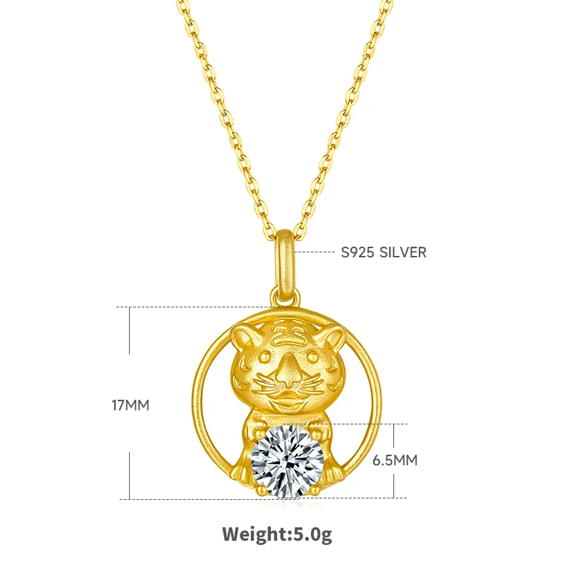 Chinese Zodiac Series Tiger Moissanite Necklace 1.0ct