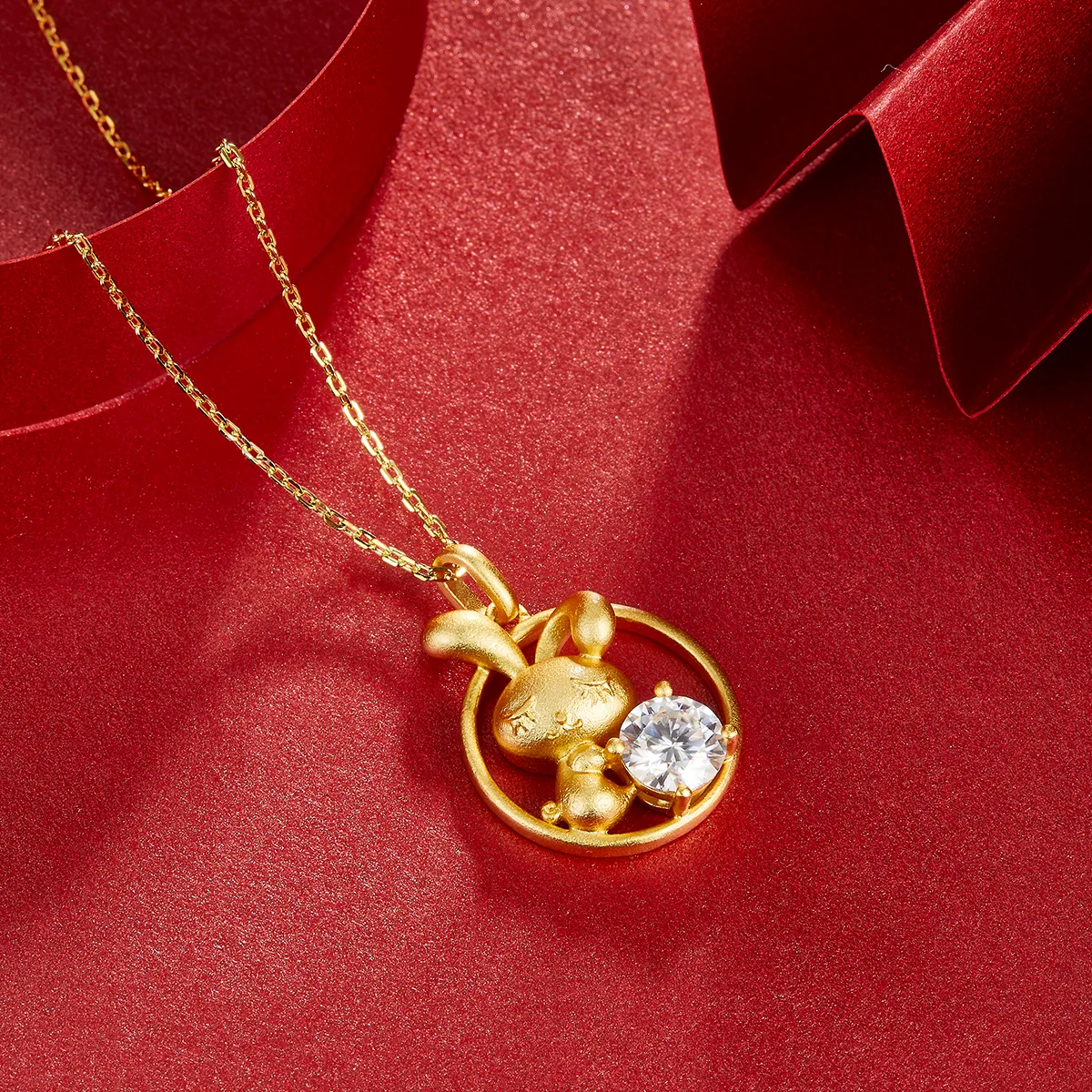 Chinese Zodiac Series Rabbit Moissanite Necklace 1.0ct