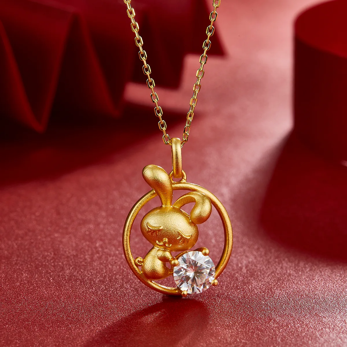 Chinese Zodiac Series Rabbit Moissanite Necklace 1.0ct