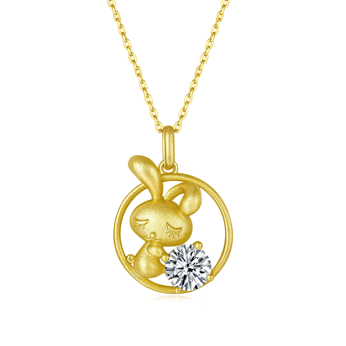 Chinese Zodiac Series Rabbit Moissanite Necklace 1.0ct