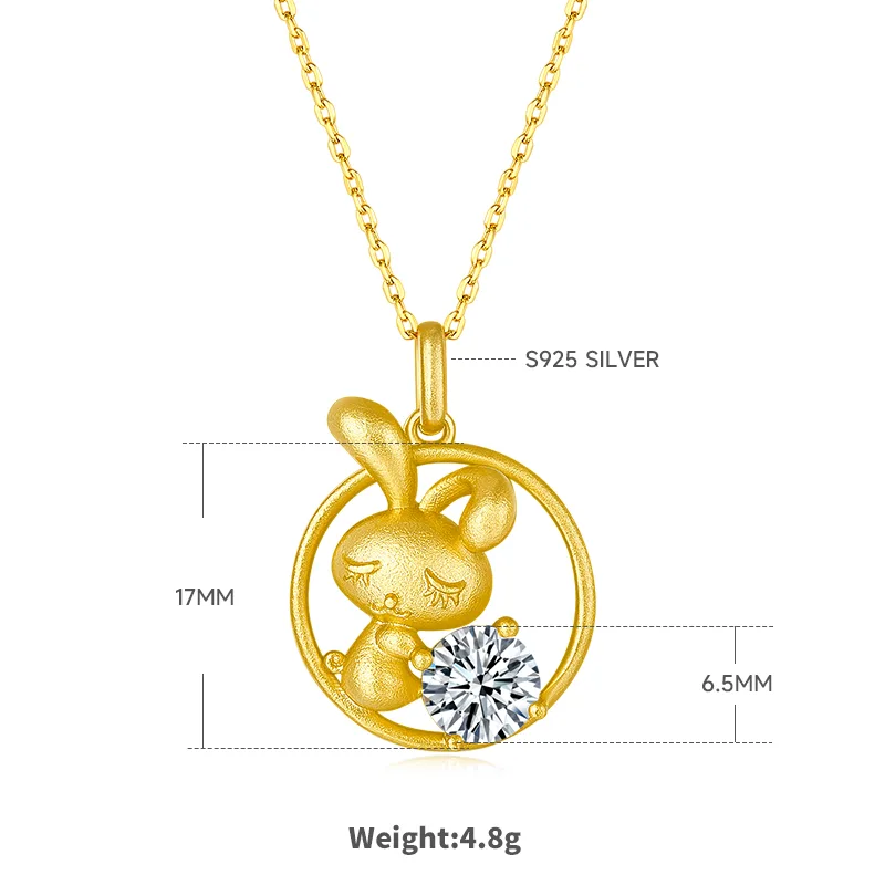 Chinese Zodiac Series Rabbit Moissanite Necklace 1.0ct