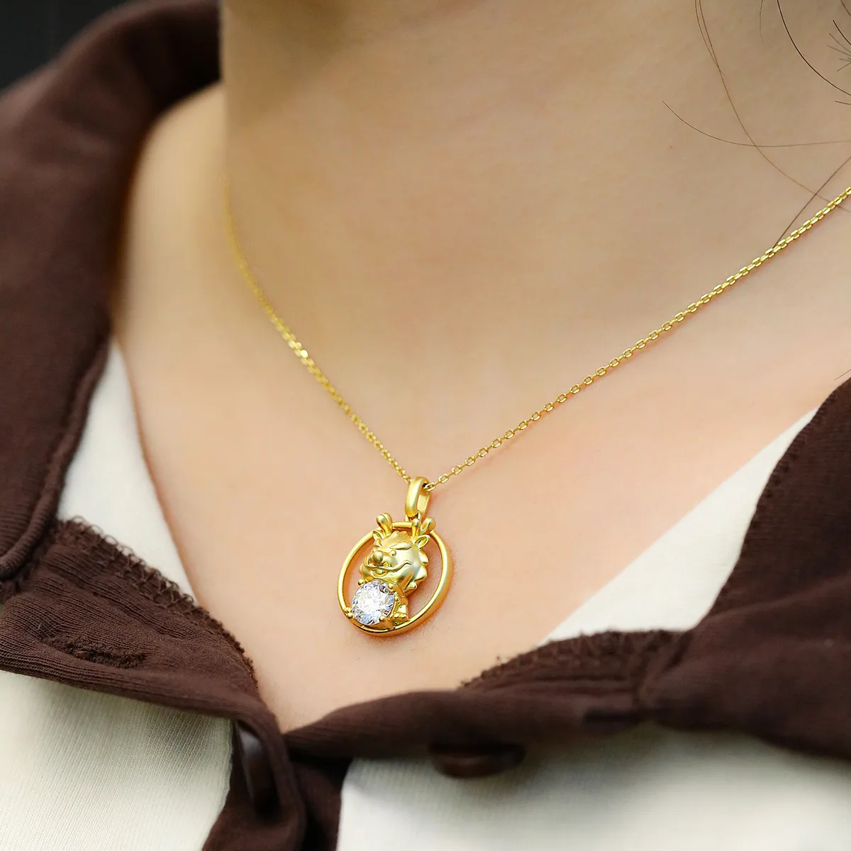 Chinese Zodiac Series Dragon Moissanite Necklace 1.0ct
