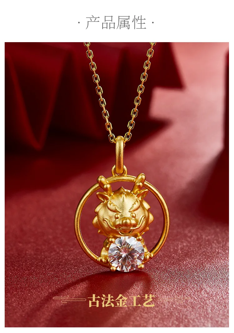 Chinese Zodiac Series Dragon Moissanite Necklace 1.0ct detail 2