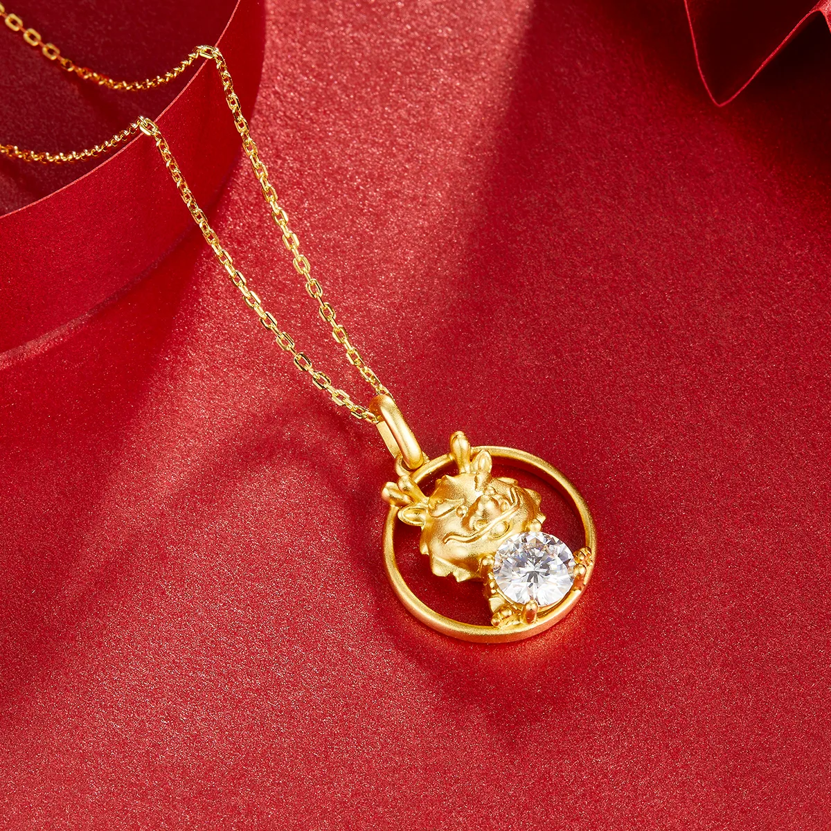 Chinese Zodiac Series Dragon Moissanite Necklace 1.0ct