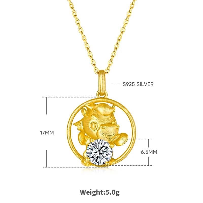 Chinese Zodiac Series Horse Moissanite Necklace 1.0ct
