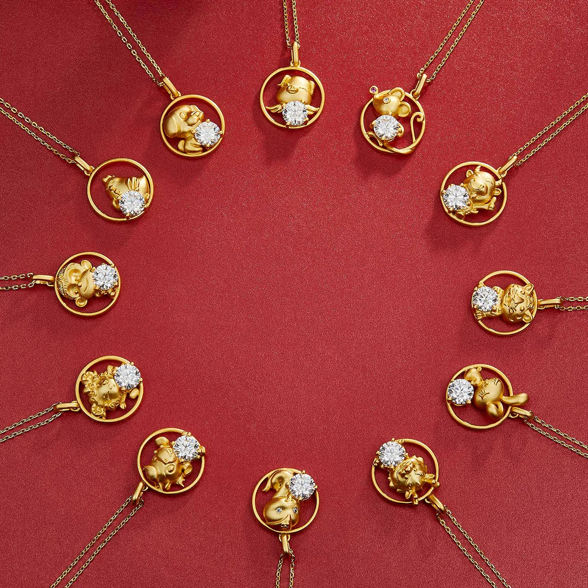 Chinese Zodiac Series Rooster Moissanite Necklace 1.0ct