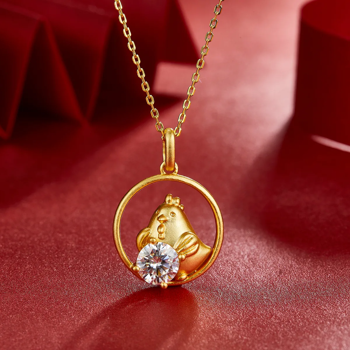 Chinese Zodiac Series Rooster Moissanite Necklace 1.0ct