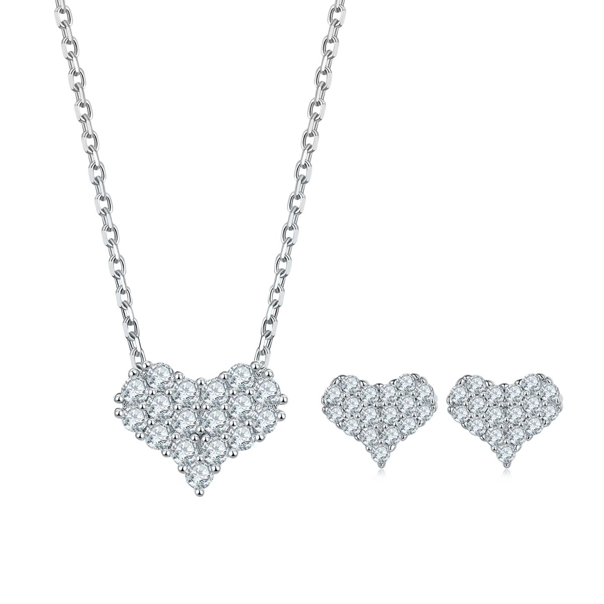 Moissanite Pendant Stud Earrings Bracelet Jewelry Set