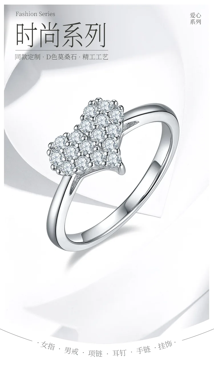 S925 White-Gold-Plated Silver Moissanite Melee Confession Ring 0.33ct D detail 1