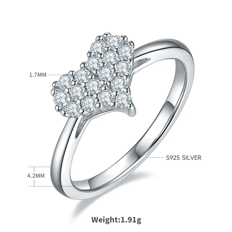 S925 White-Gold-Plated Silver Moissanite Melee Confession Ring 0.33ct D
