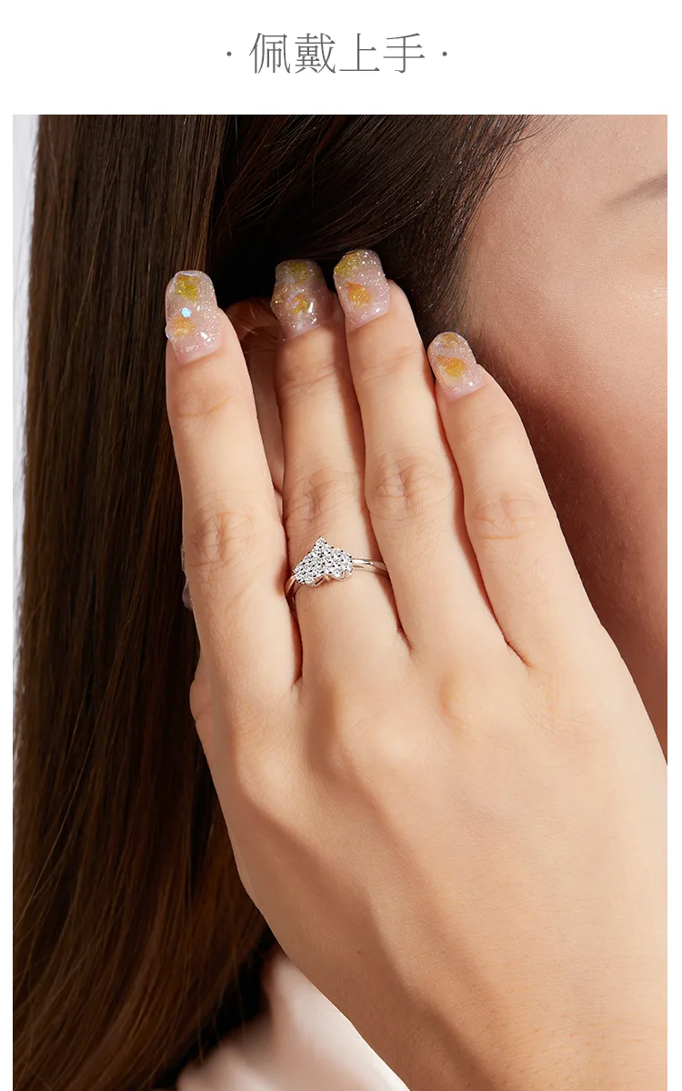 S925 White-Gold-Plated Silver Moissanite Melee Confession Ring 0.33ct D detail 6