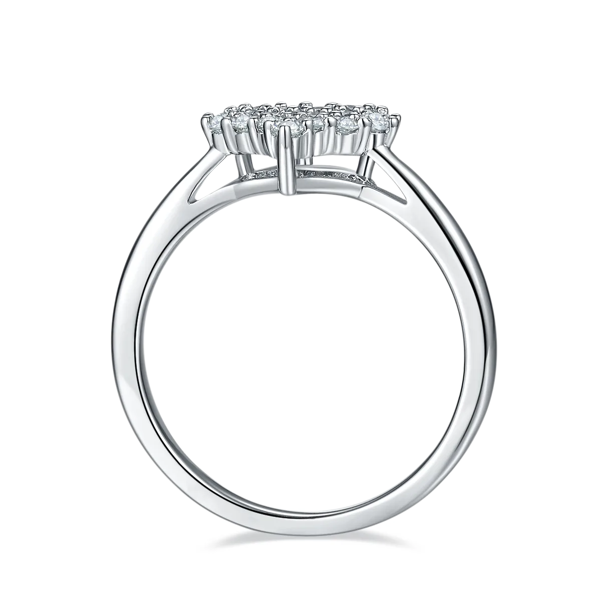 S925 White-Gold-Plated Silver Moissanite Melee Confession Ring 0.33ct D