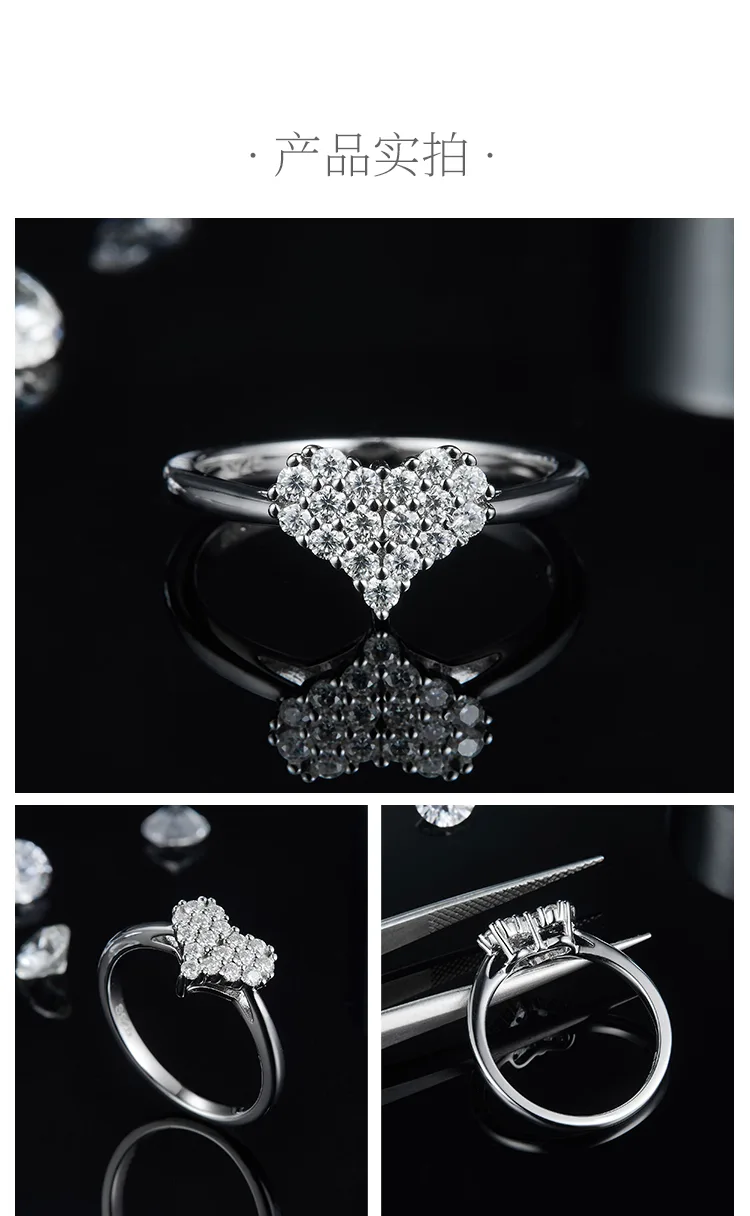 S925 White-Gold-Plated Silver Moissanite Melee Confession Ring 0.33ct D detail 4