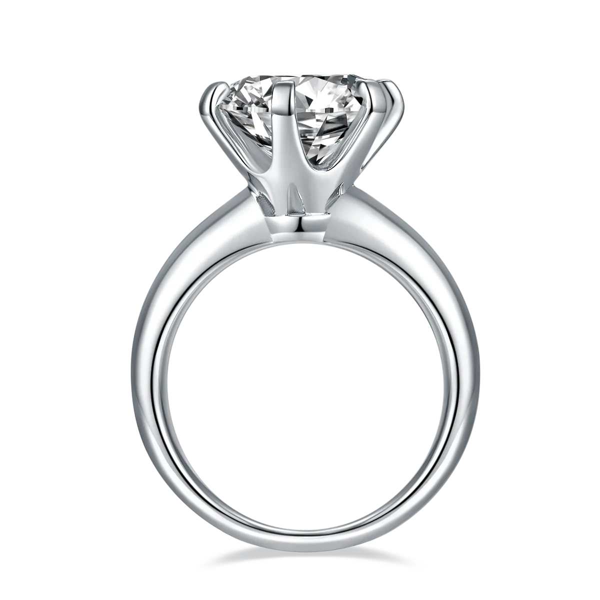 Plain Band T Six-Prong S925 White-Gold-Plated Silver Moissanite Proposal Ring Women's Ring 5.0ct D