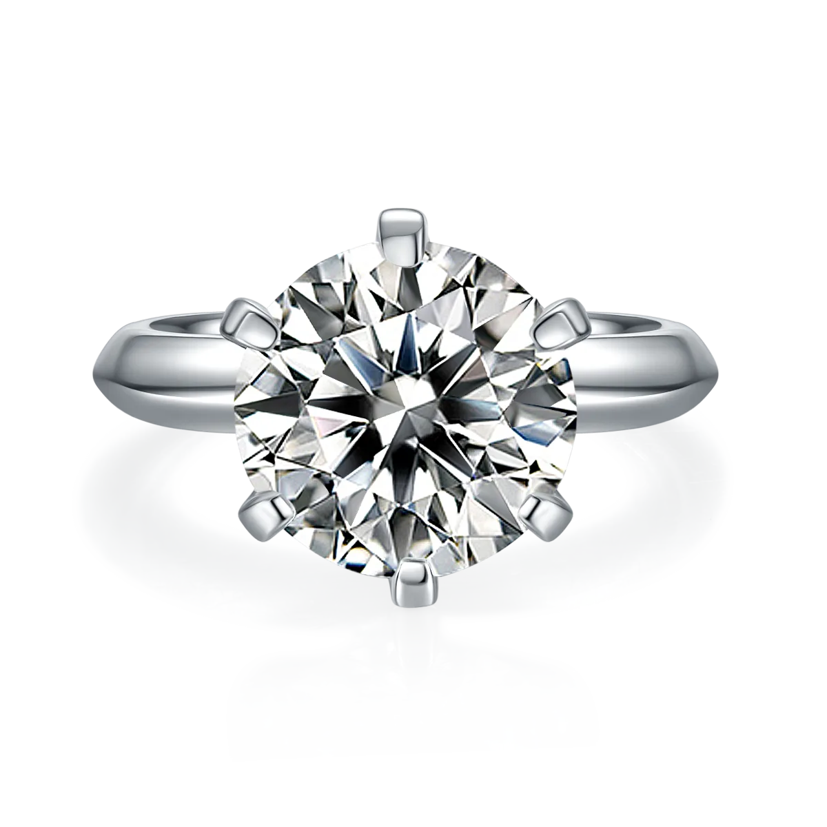 Plain Band T Six-Prong S925 White-Gold-Plated Silver Moissanite Proposal Ring Women's Ring 5.0ct D