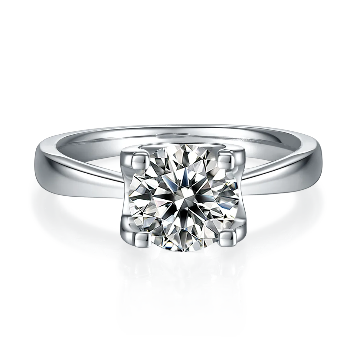 Classic Ox S925 White-Gold-Plated Silver Moissanite Engagement Ring Women's Ring 1.5ct D