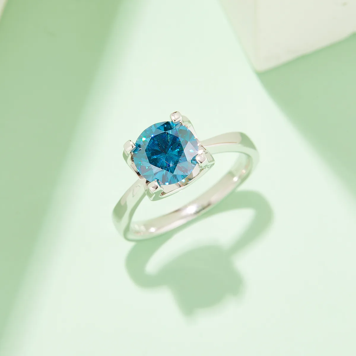 Classic Ox S925 White-Gold-Plated Silver Moissanite Engagement Ring Women's Ring 1.5ct D