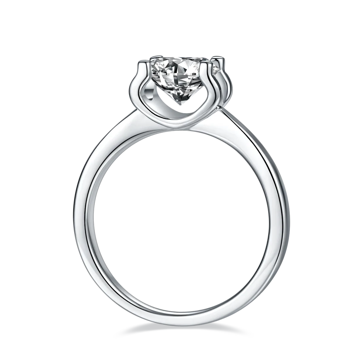 Classic Ox S925 White-Gold-Plated Silver Moissanite Engagement Ring Women's Ring 1.5ct D