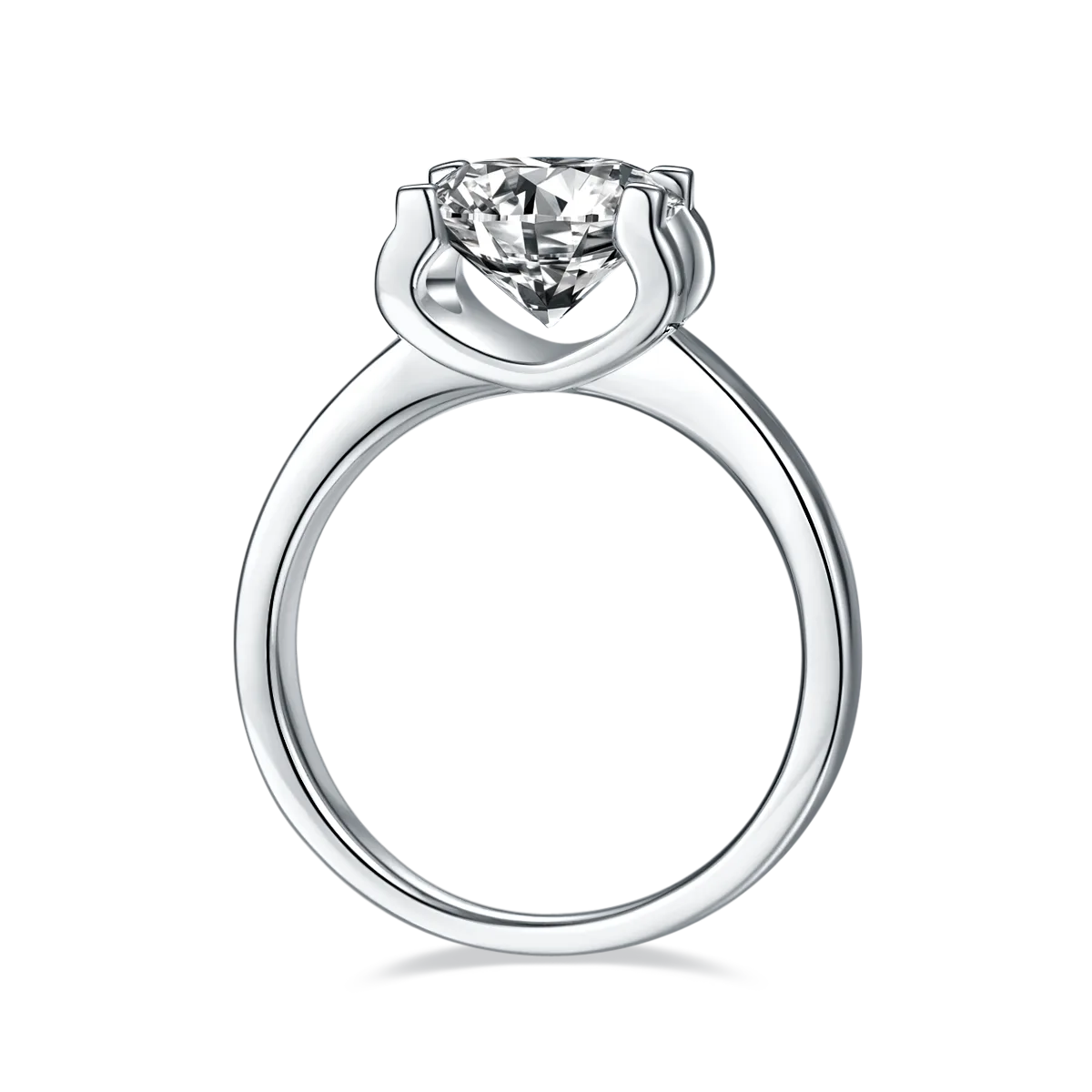 Classic Ox S925 White-Gold-Plated Silver Moissanite Engagement Ring Women