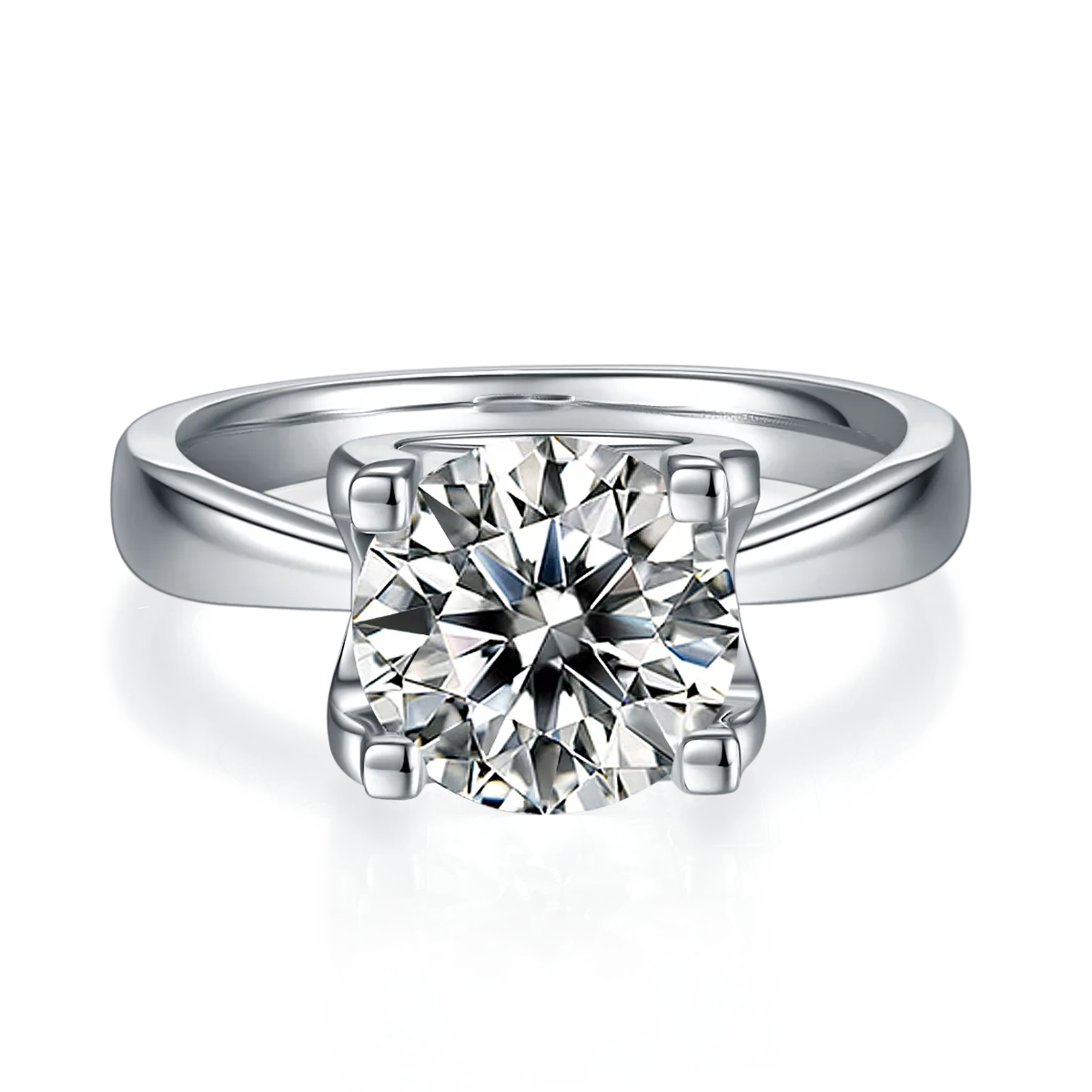 Classic Ox S925 White-Gold-Plated Silver Moissanite Engagement Ring Women