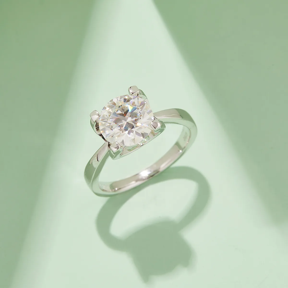 Classic Ox S925 White-Gold-Plated Silver Moissanite Engagement Ring Women