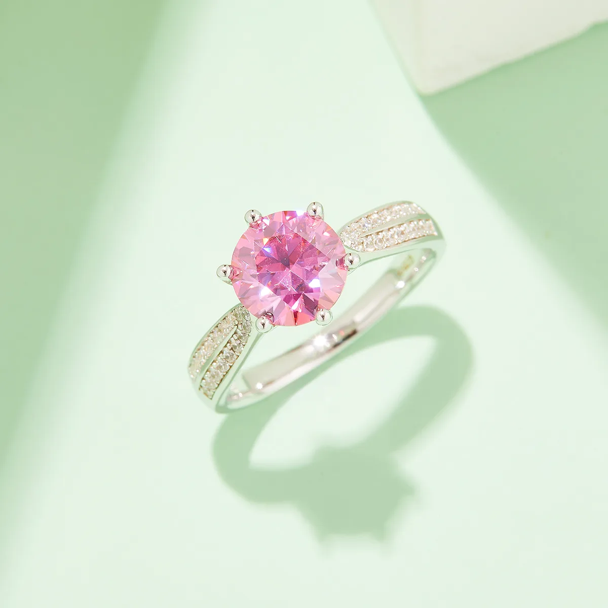 Starlight Queen S925 White-Gold-Plated Silver Moissanite Wedding Band Women's Ring 2.0ct D