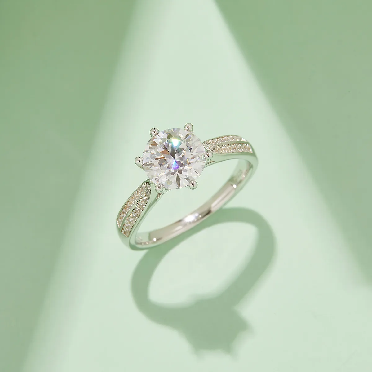 Starlight Queen S925 White-Gold-Plated Silver Moissanite Wedding Band Women's Ring 2.0ct D
