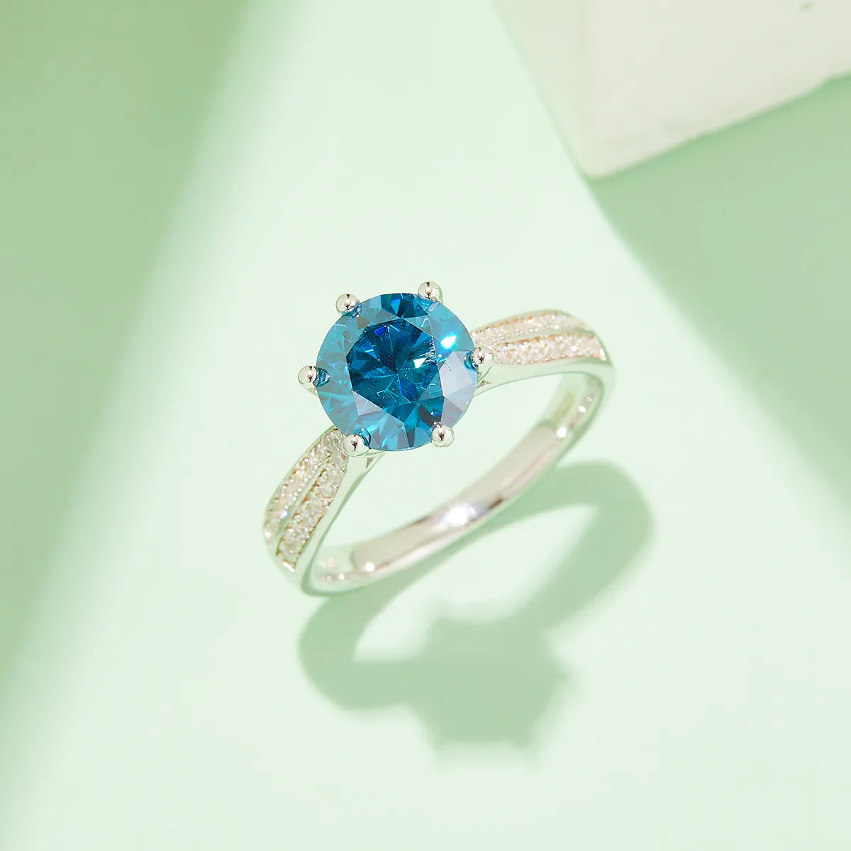 Starlight Queen S925 White-Gold-Plated Silver Moissanite Wedding Band Women's Ring 2.0ct D