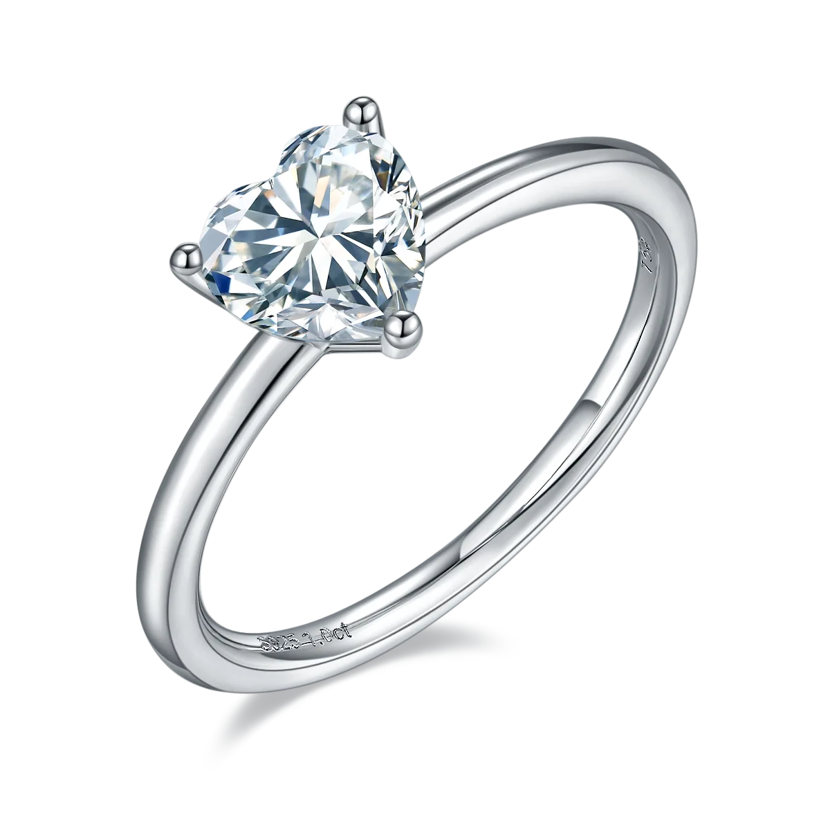 Classic Heart S925 White-Gold-Plated Silver Moissanite Wedding Band Women's Ring 1.0ct D