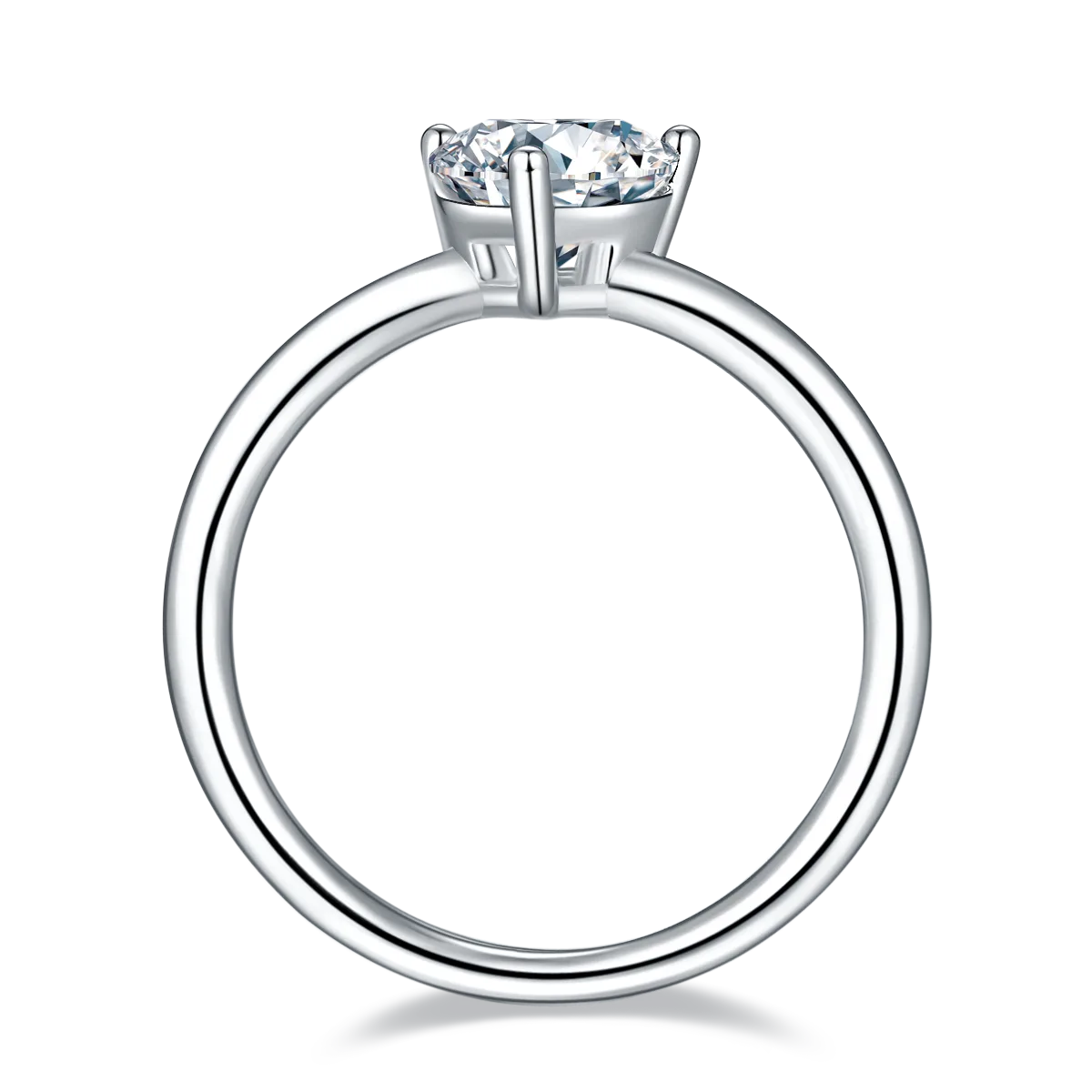 Classic Heart S925 White-Gold-Plated Silver Moissanite Wedding Band Women's Ring 1.0ct D