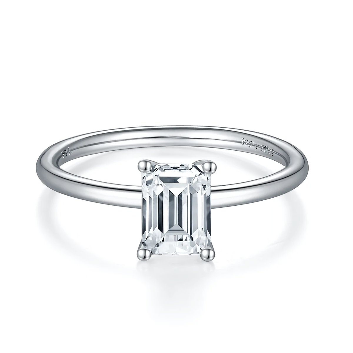 Classic Rectangle S925 White-Gold-Plated Silver Moissanite Proposal Ring Women's Ring 1.0ct D