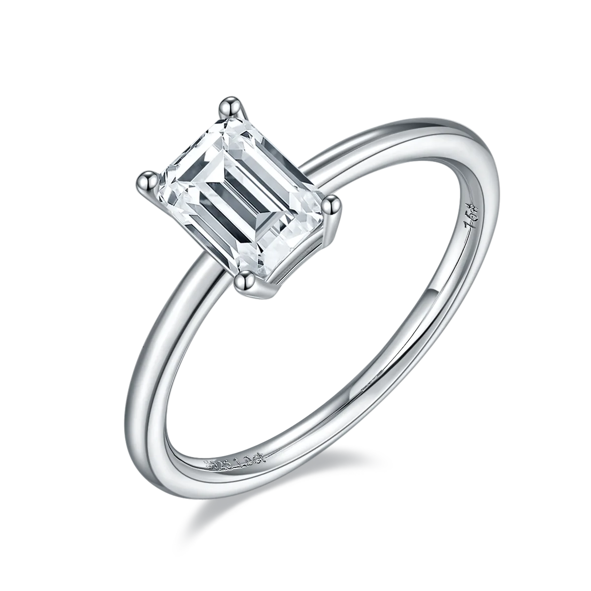 Classic Rectangle S925 White-Gold-Plated Silver Moissanite Proposal Ring Women's Ring 1.0ct D