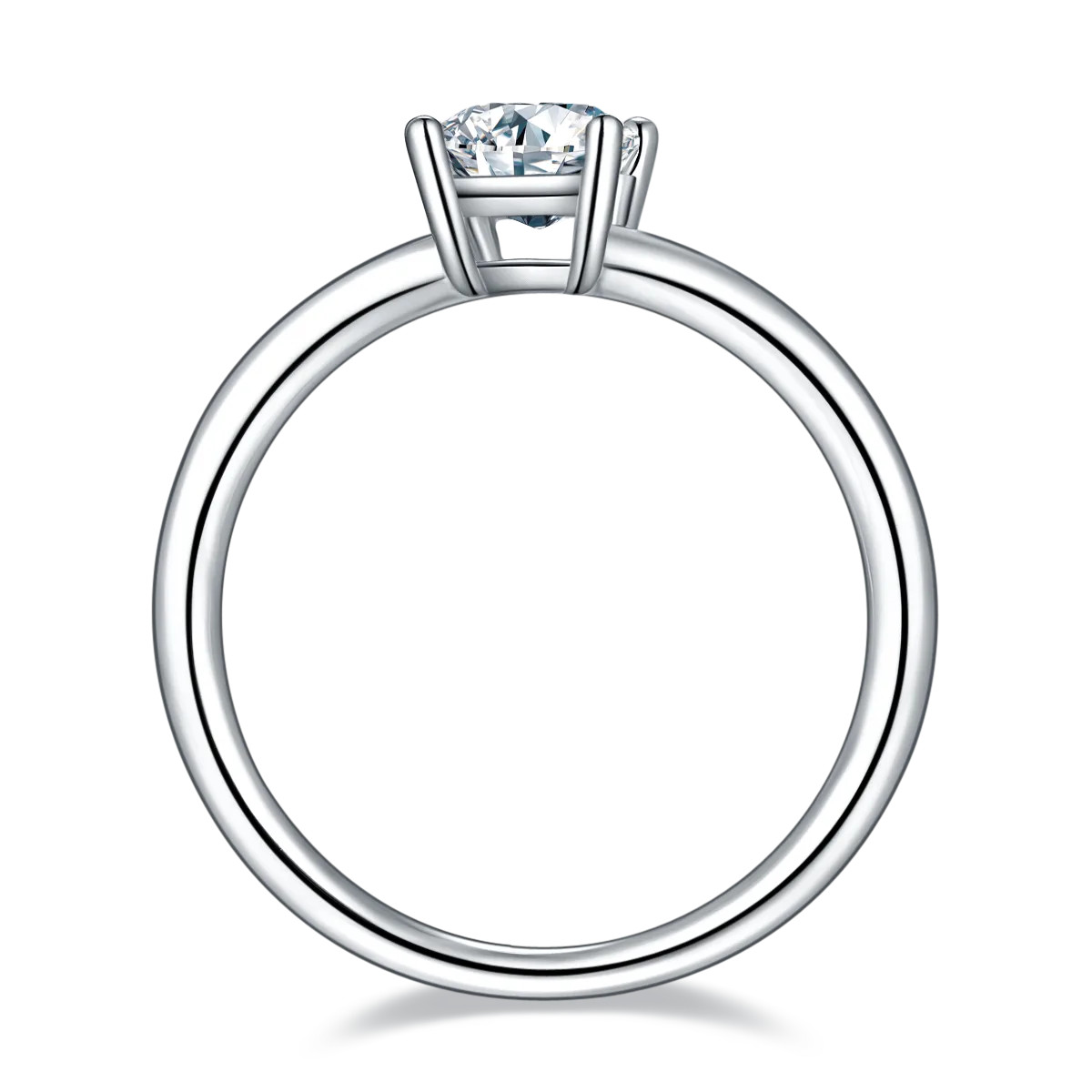Classic Rectangle S925 White-Gold-Plated Silver Moissanite Proposal Ring Women's Ring 1.0ct D