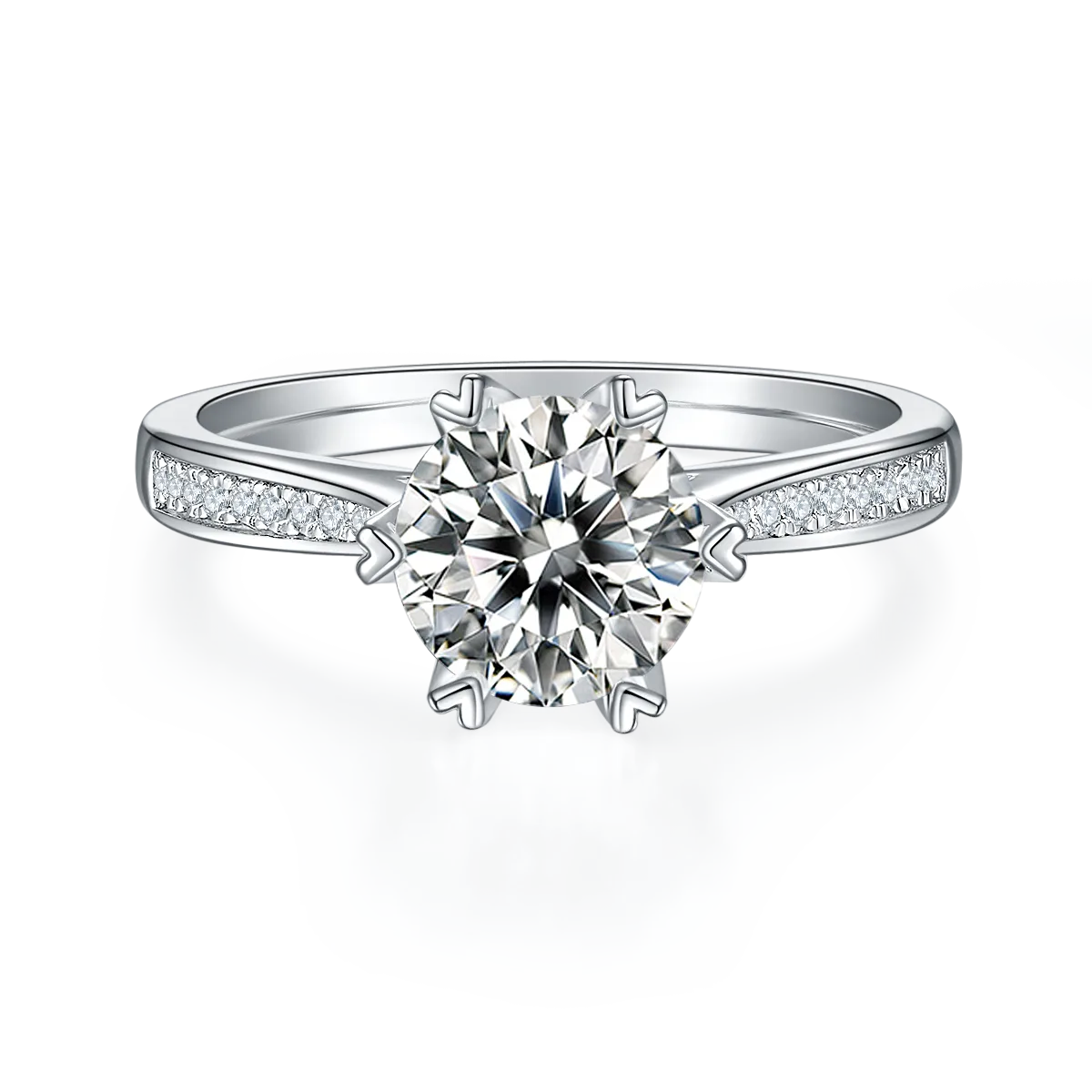 Fortune Turns S925 White-Gold-Plated Silver Moissanite Engagement Ring Women's Ring 1.5ct D