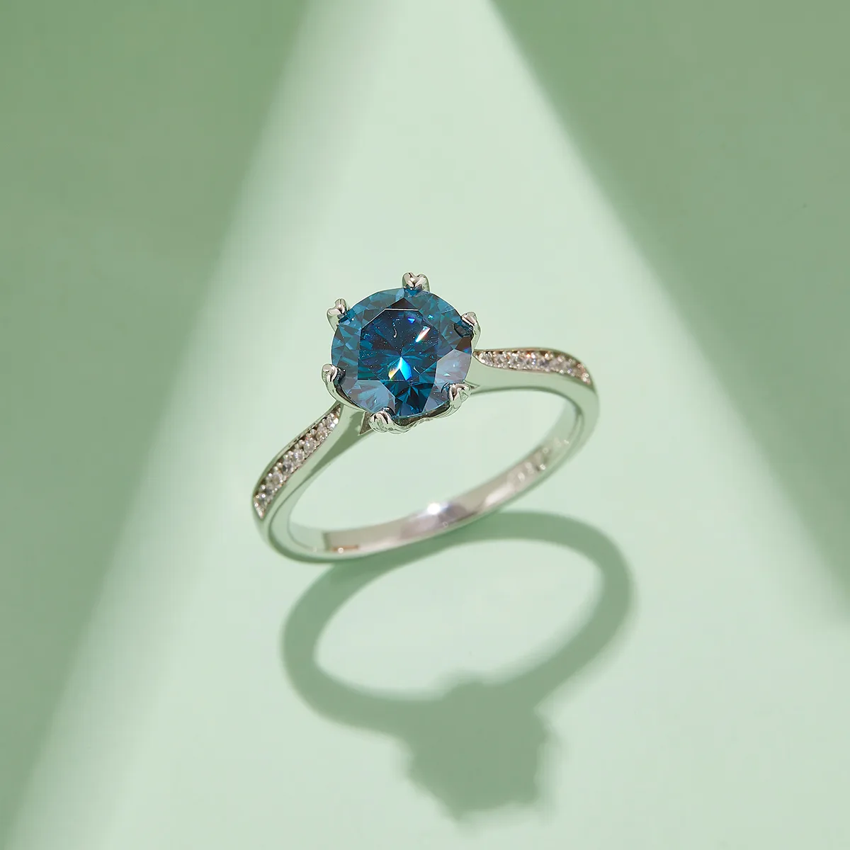 Fortune Turns S925 White-Gold-Plated Silver Moissanite Engagement Ring Women's Ring 1.5ct D