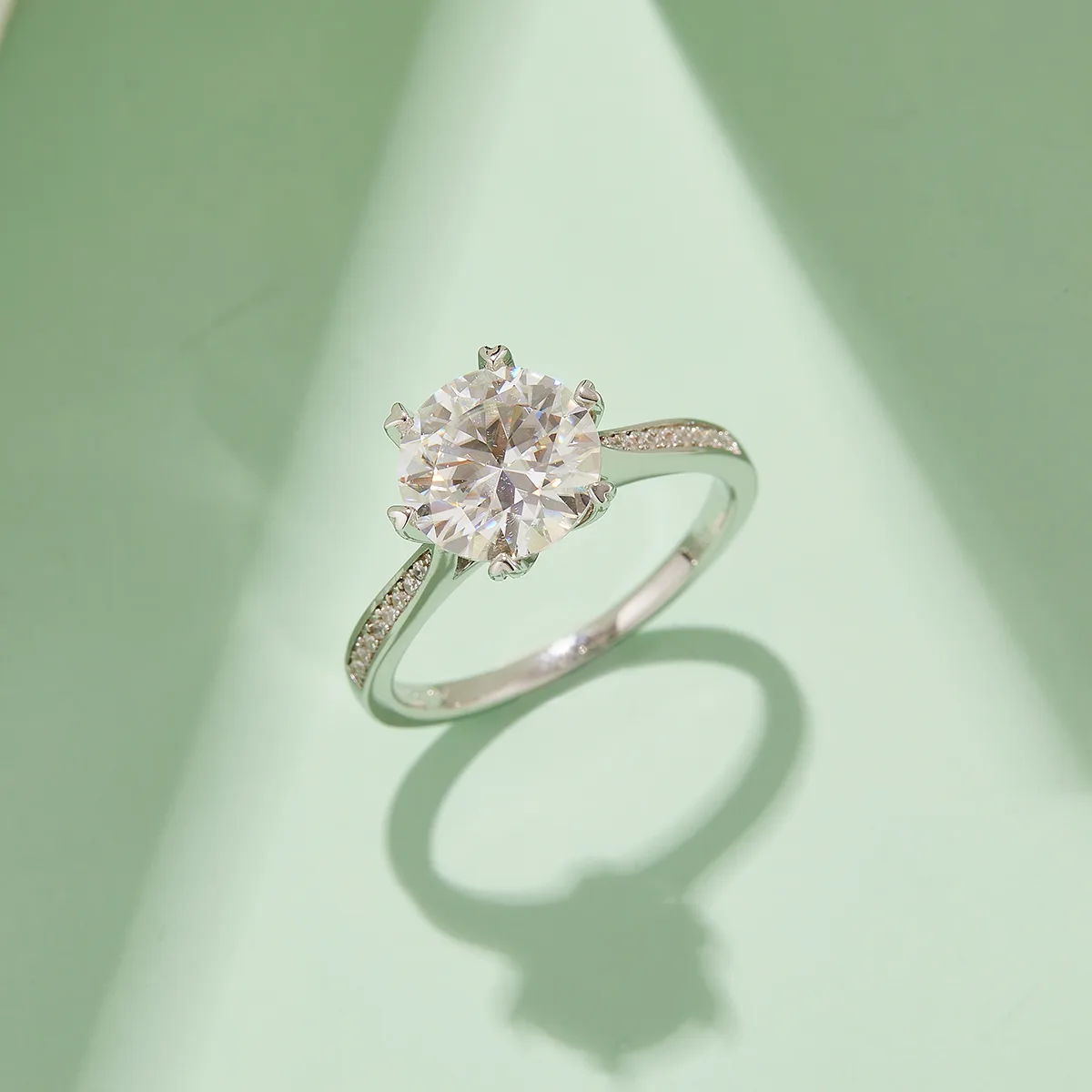 Fortune Turns S925 White-Gold-Plated Silver Moissanite Wedding Band Women's Ring 3.0ct D