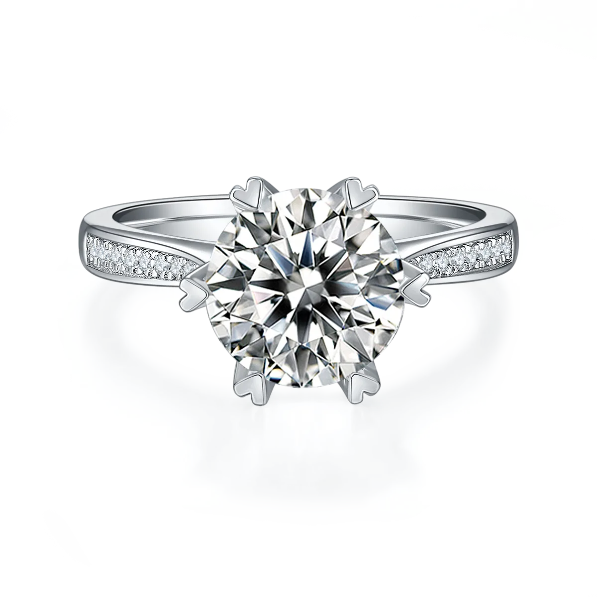 Fortune Turns S925 White-Gold-Plated Silver Moissanite Wedding Band Women's Ring 3.0ct D