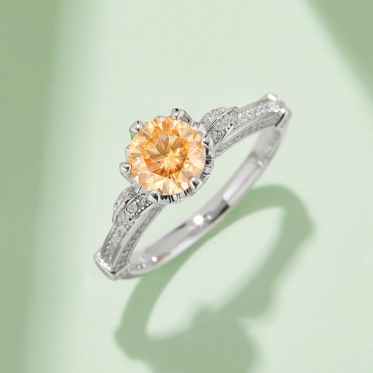 S925 White-Gold-Plated Silver Moissanite Engagement Ring Women's Ring 1ct D