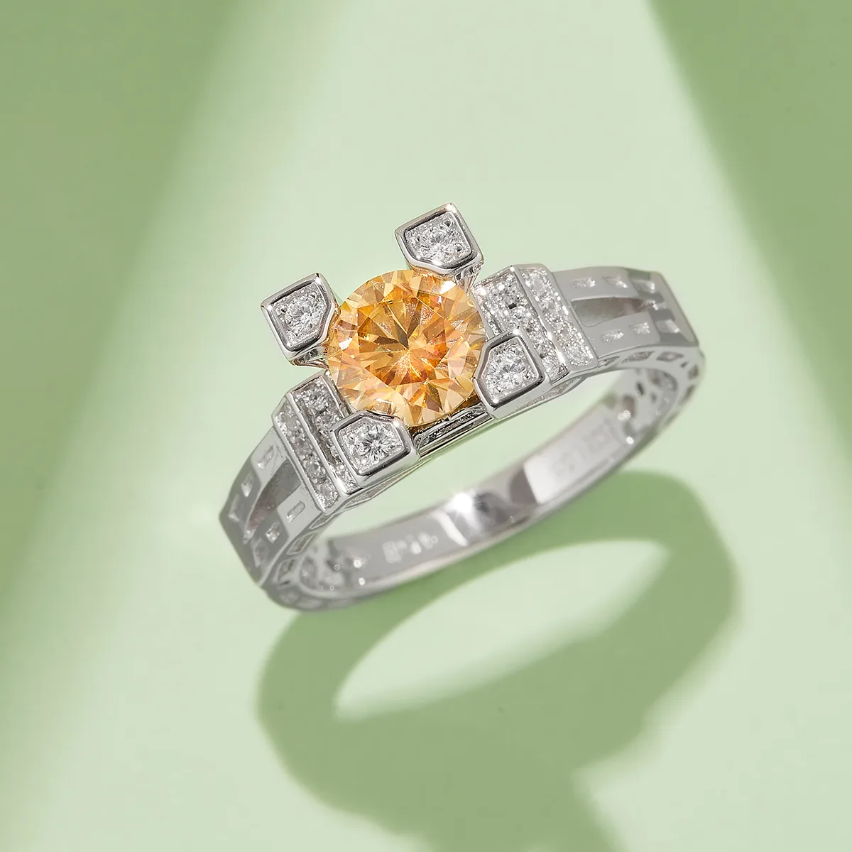 S925 White-Gold-Plated Silver Moissanite Wedding Band Women's Ring 1ct D