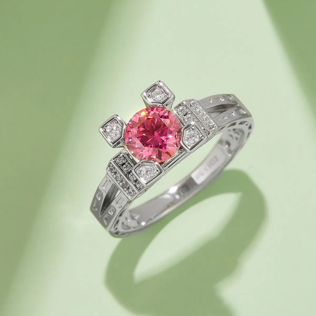 S925 White-Gold-Plated Silver Moissanite Wedding Band Women's Ring 1ct D