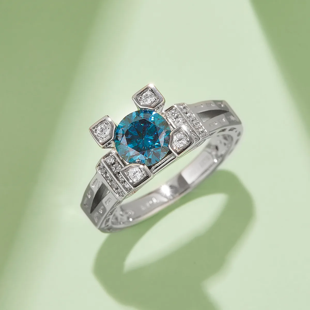 S925 White-Gold-Plated Silver Moissanite Wedding Band Women's Ring 1ct D
