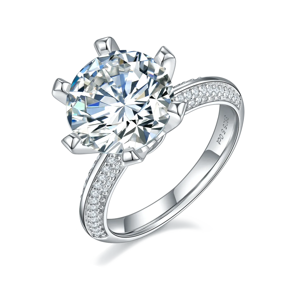 Half-Band S925 White-Gold-Plated Silver Moissanite Proposal Ring Women's Ring 5.0ct D