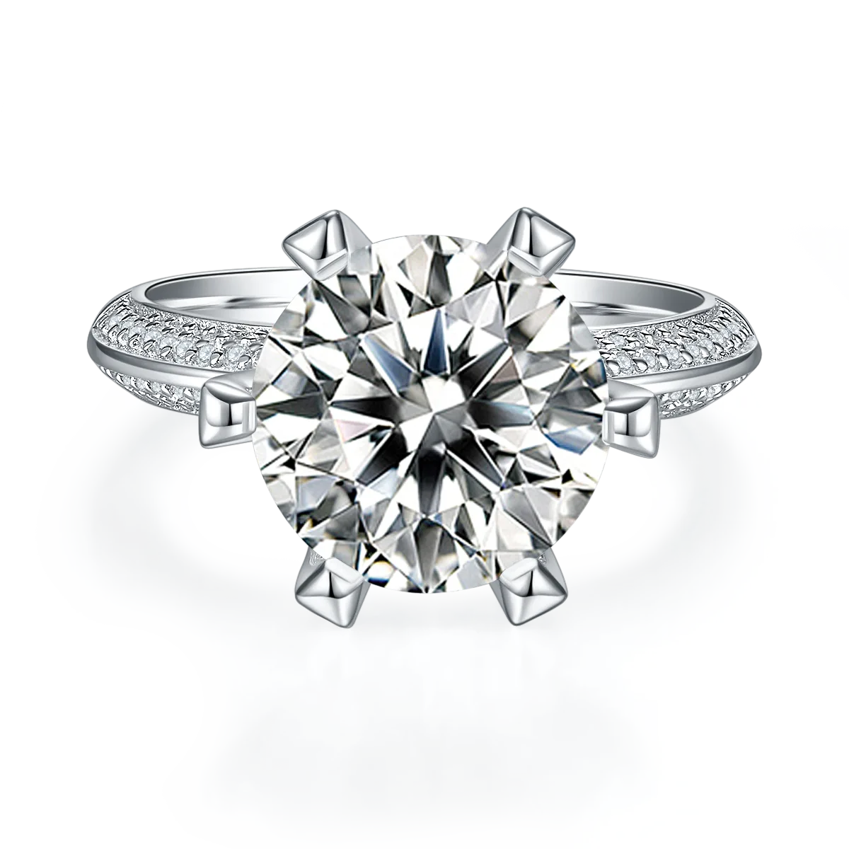 Half-Band S925 White-Gold-Plated Silver Moissanite Proposal Ring Women's Ring 5.0ct D